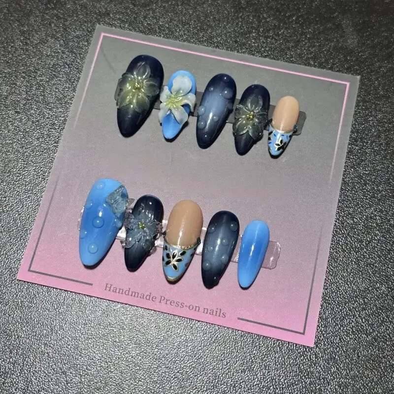 3D Floral Gel Nail Art Press-on Handmade Press on Nails